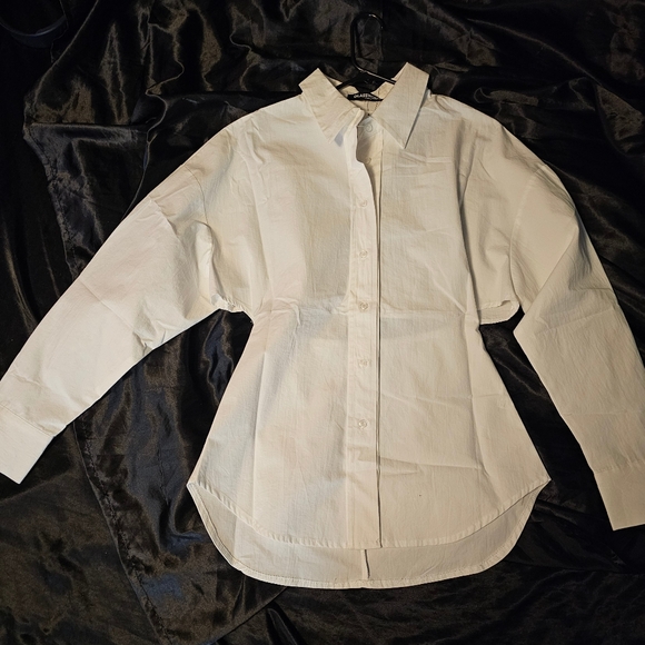 glassworks london Ivory crisp peek back shirt small NWT - Picture 8 of 11